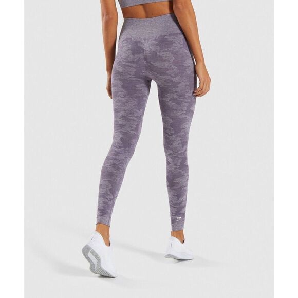 Gymshark Leggings Womens Small Lavender Camo Seamless High-Rise Workout Gym - Picture 1 of 11